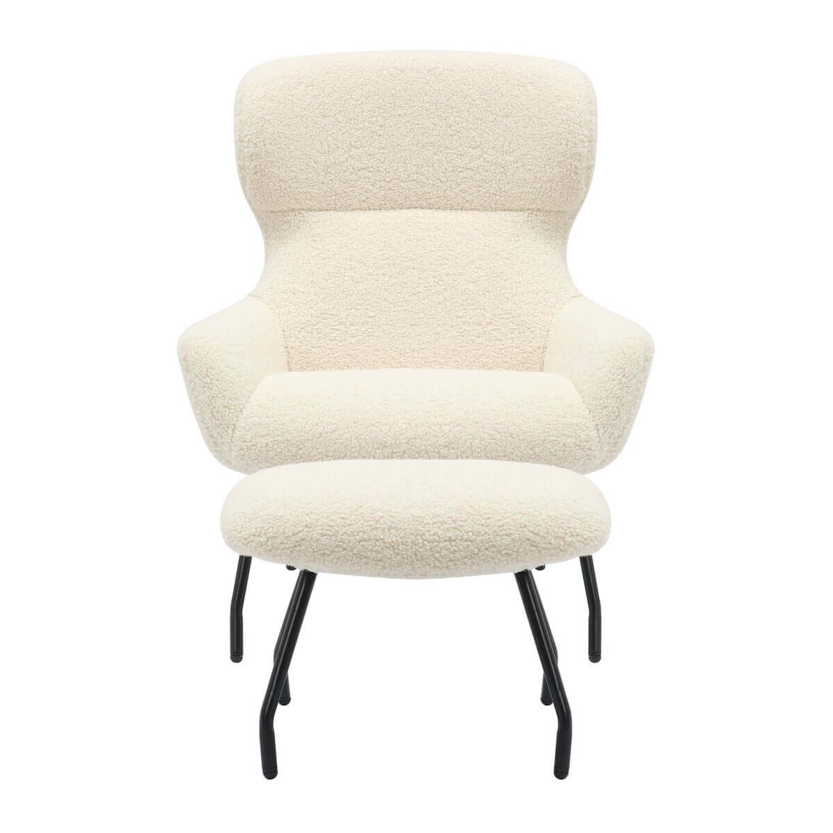 Armchair and stool set teddy fur beige - SalesFever