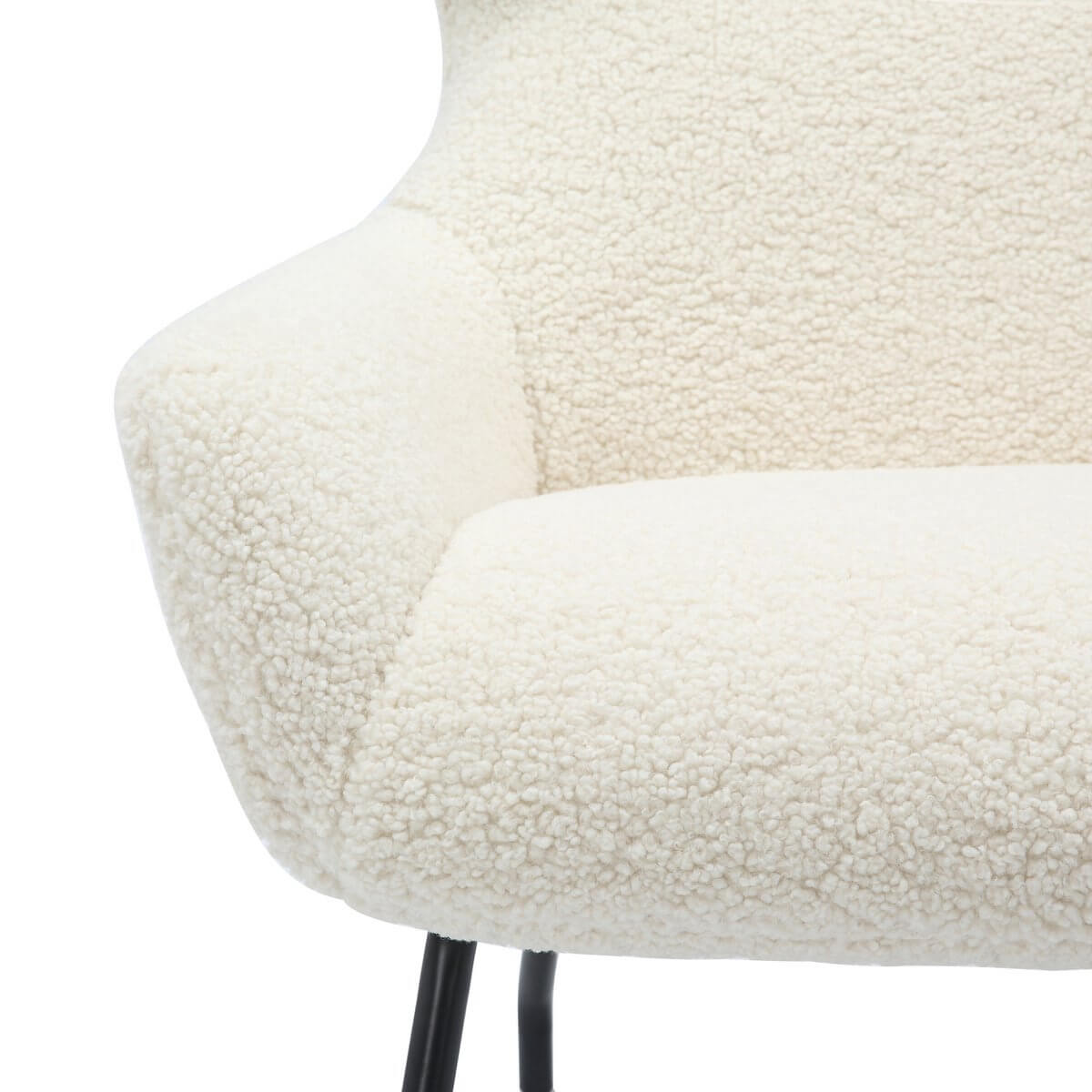 Armchair and stool set teddy fur beige - SalesFever