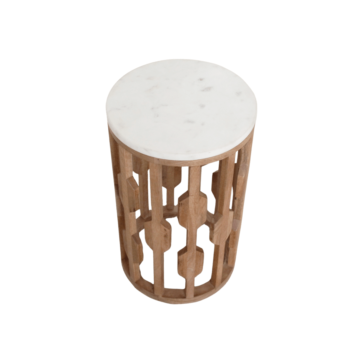 Atjeh bijzettafel marmer wit - 40x40x50 cm - Raw Materials