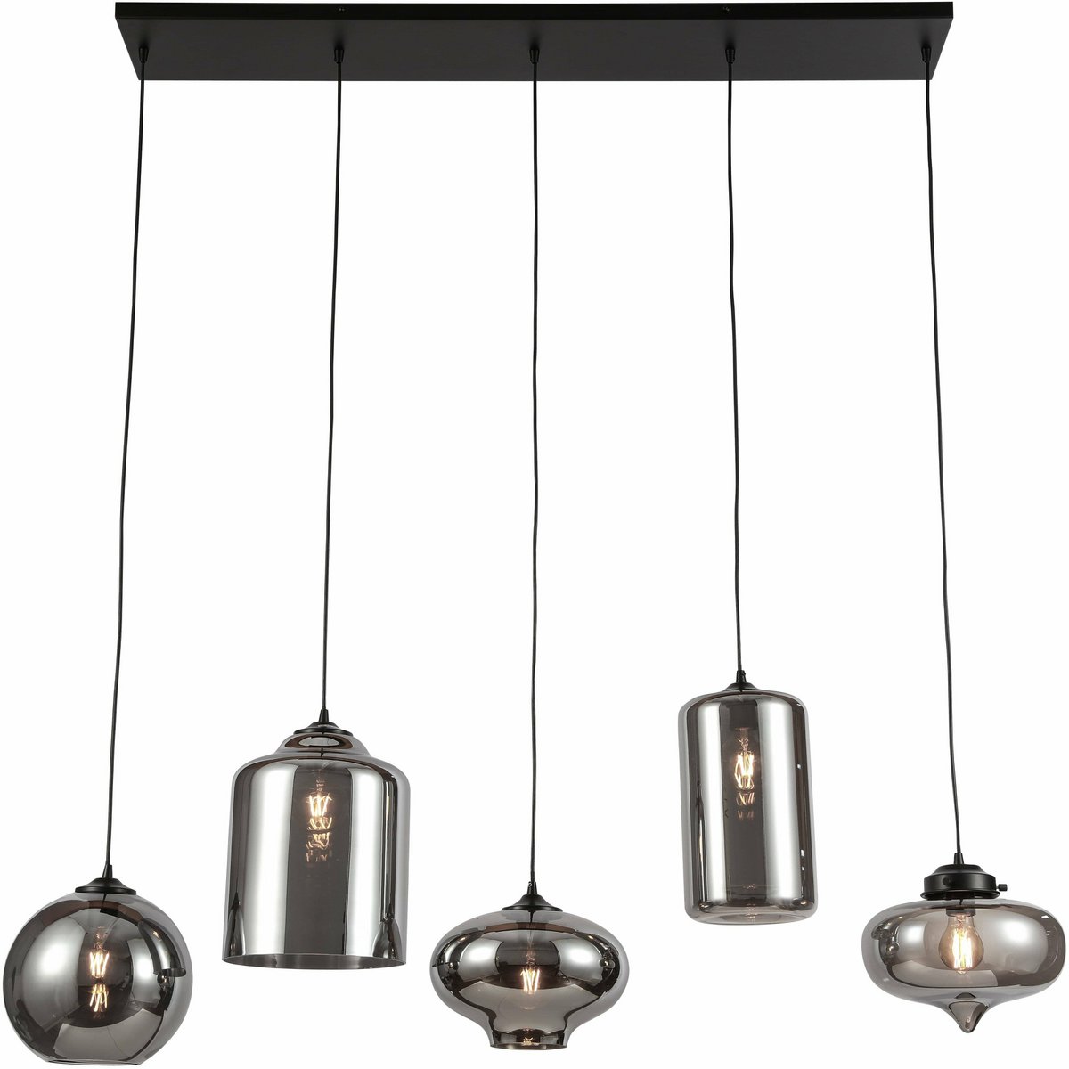 Ava Hanglamp Smoke Glas 5-Licht Mix - Luxury Living B.V. - Casanovio