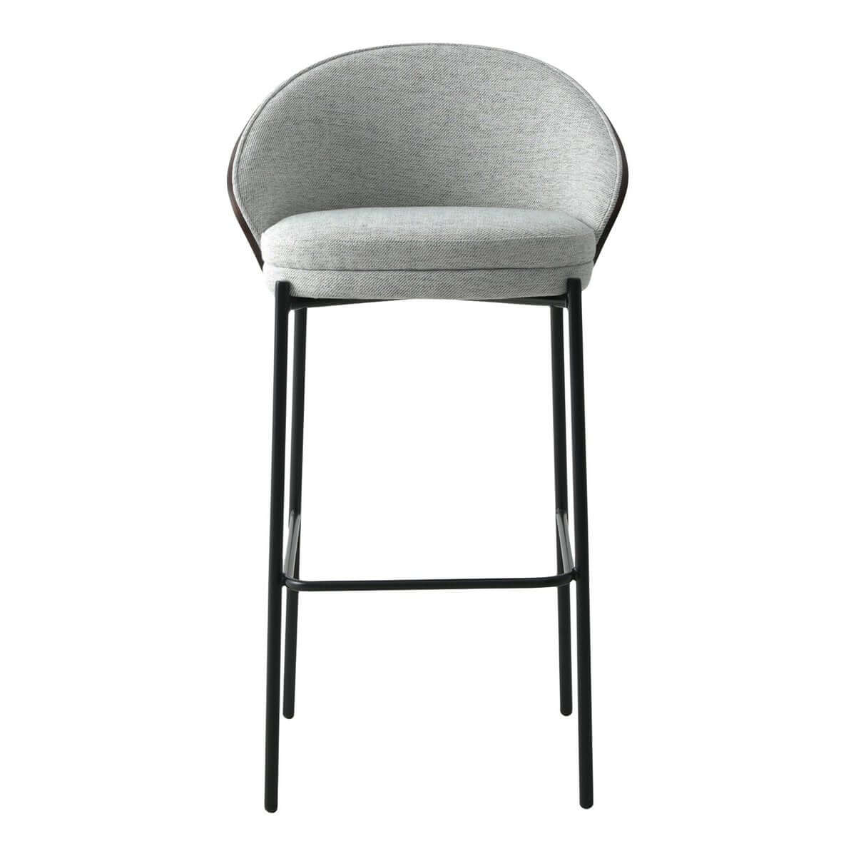 Canelas Bar Chair - Light Grey/Dark Brown, MDF/Polyester/Steel - Set of 2 - House Nordic ApS