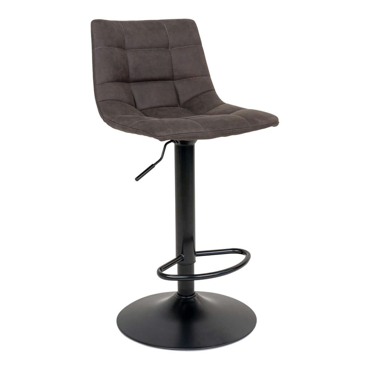 Middelfart Bar Chair - Dark Grey, Microfiber, Black Metal Legs, 43x43x88/108cm - set of 2 - House Nordic ApS