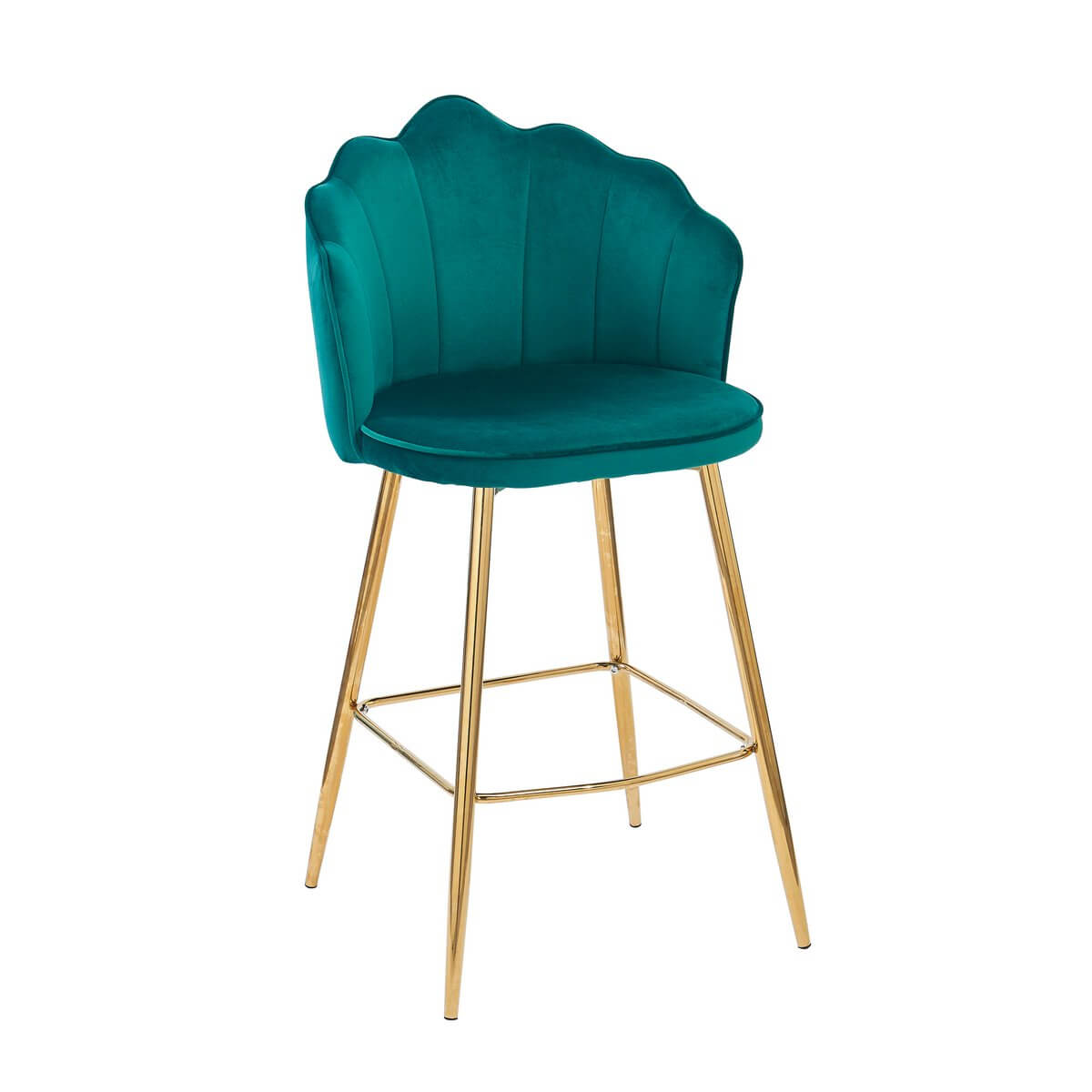 Set of 2 Shell Design Velvet Bar Stools Green - SalesFever