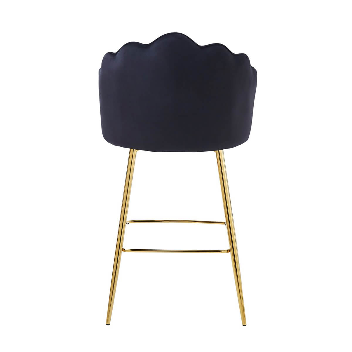 Set of 2 shell design bar stools in black velvet - SalesFever