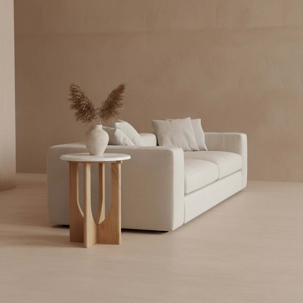 Kuching bijzettafel marmer wit - 30x30x50 cm - Raw Materials