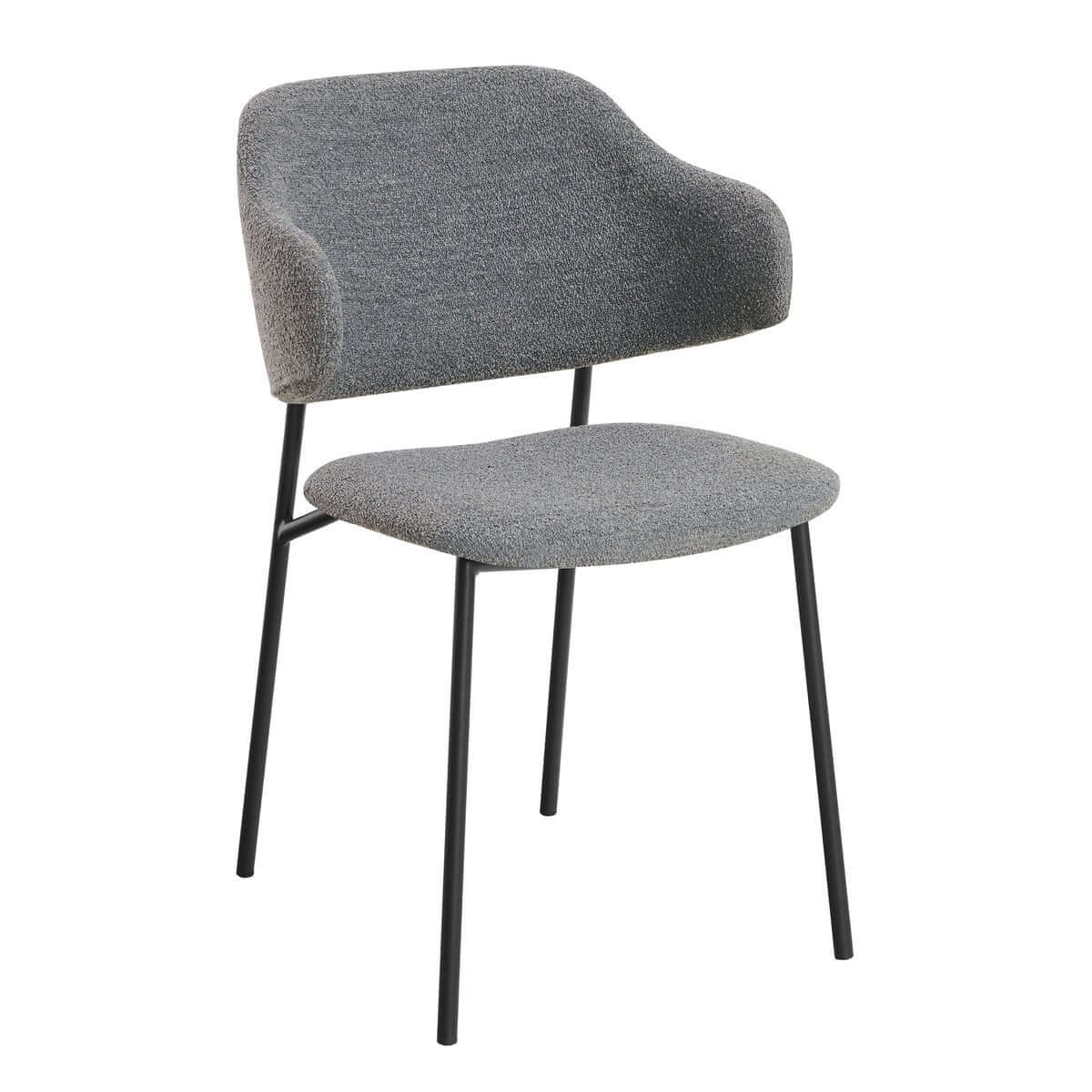 Bouclé armchair set of 2 dark gray - SalesFever