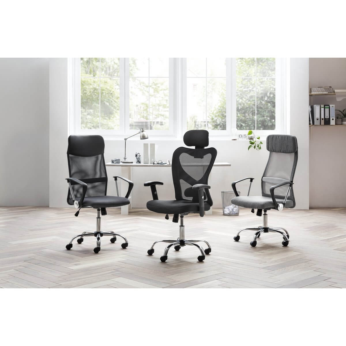 Office chair gray with mesh - SalesFever