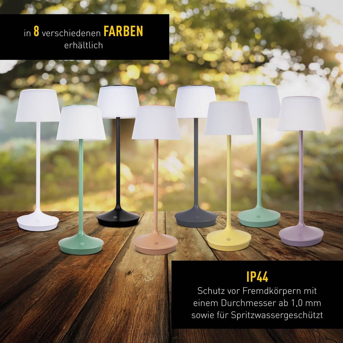 Draadloze EMMI solar tafellamp amandel wit - dimbare CCT - Ø 13 × 38 cm