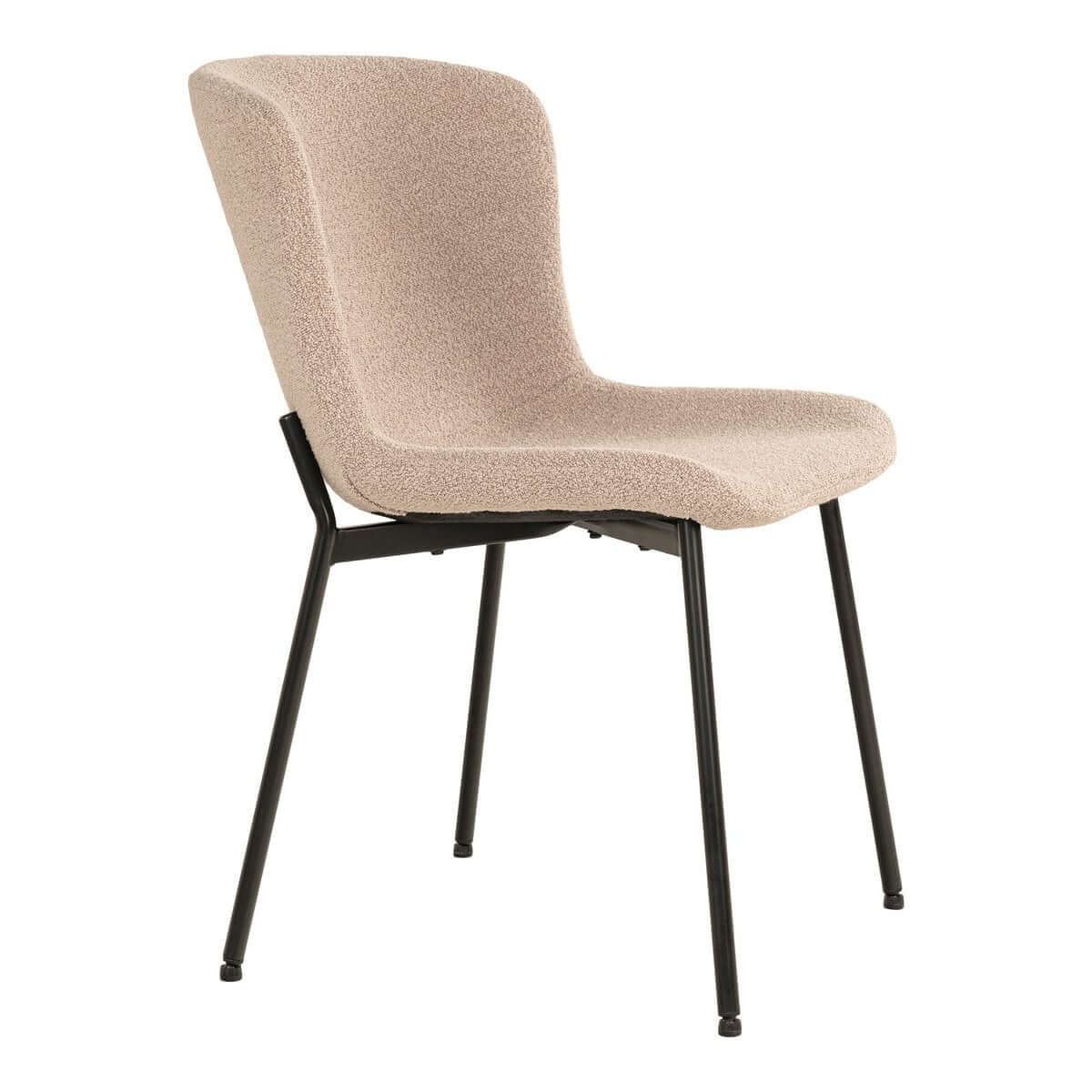 Maceda Dining Chair - Beige Bouclé, Black Legs - Set of 2 - House Nordic ApS