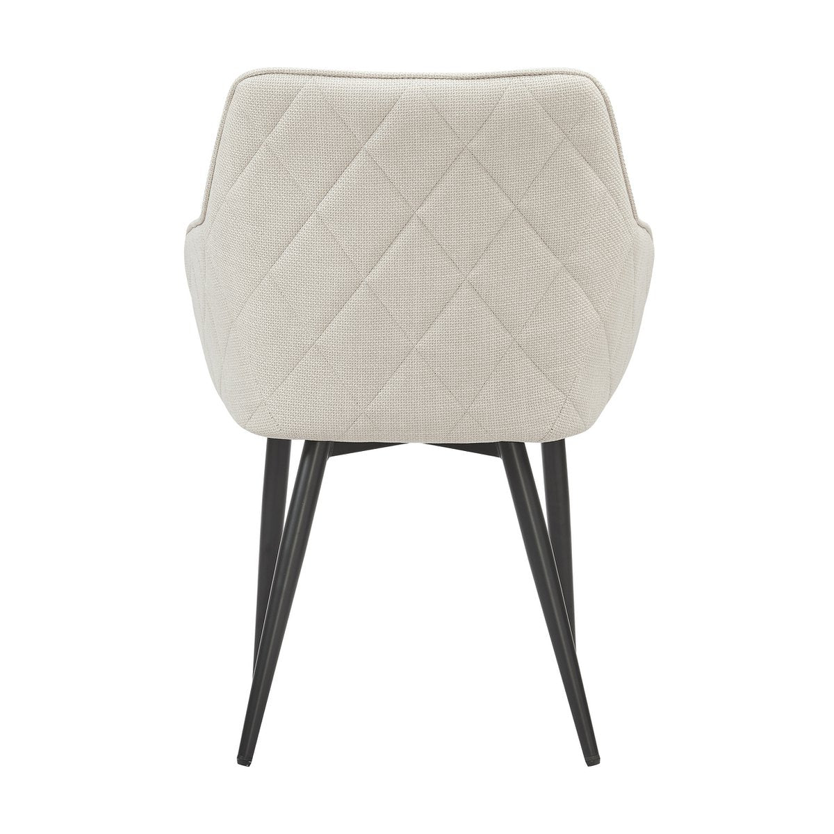 Eetkamerstoel Beige – Structuurstof met Diamantstiksel & Zwarte Poten - SalesFever - Casanovio