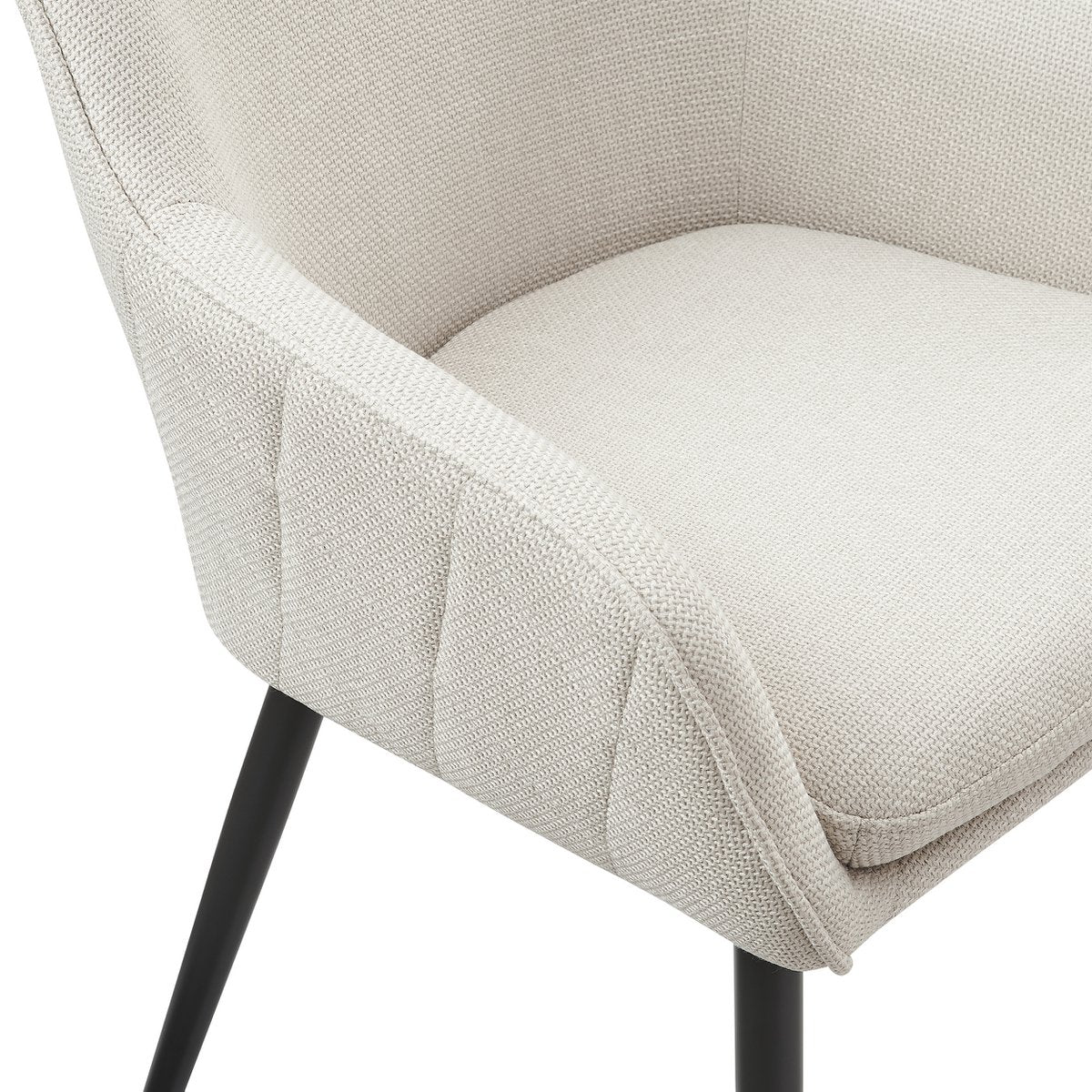 Eetkamerstoel Beige – Structuurstof met Diamantstiksel & Zwarte Poten - SalesFever - Casanovio