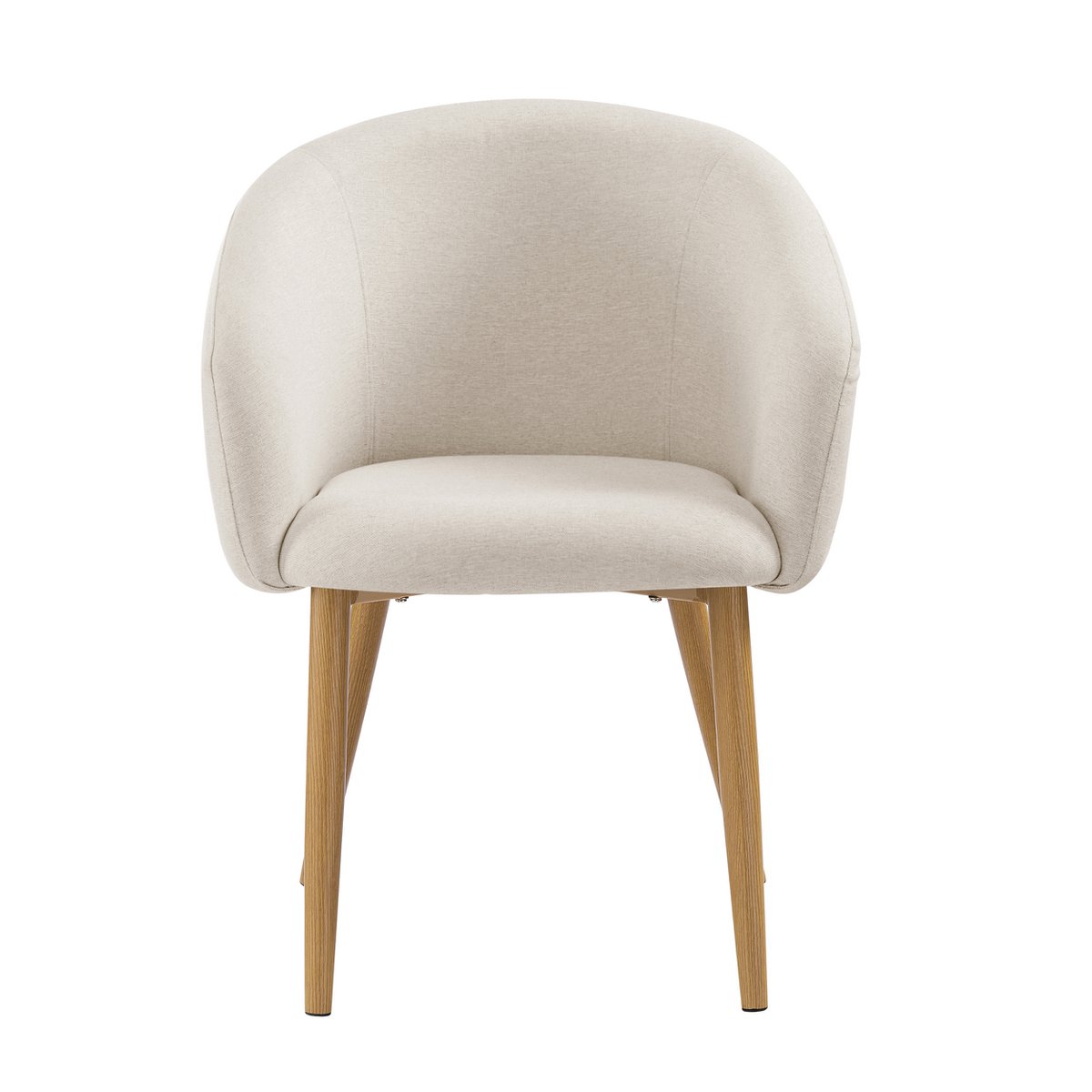 Eetkamerstoel Beige – Structuurstof met Houten Poten – Set van 2 - SalesFever - Casanovio