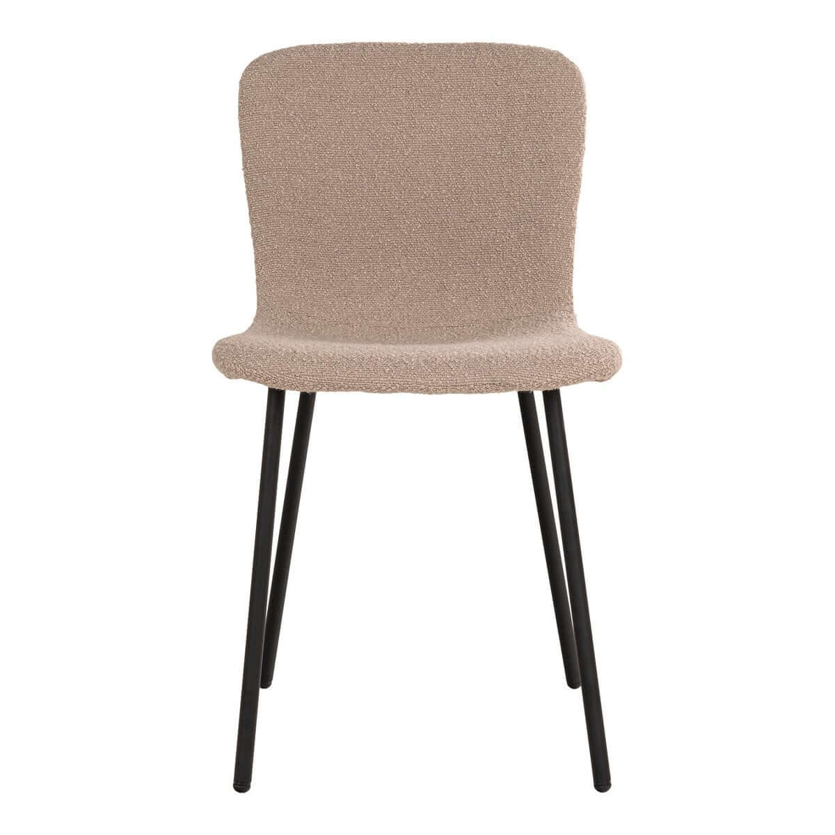 Halden Dining Chair - Dining Chair in bouclé, beige with black legs - Set of 2 - House Nordic ApS