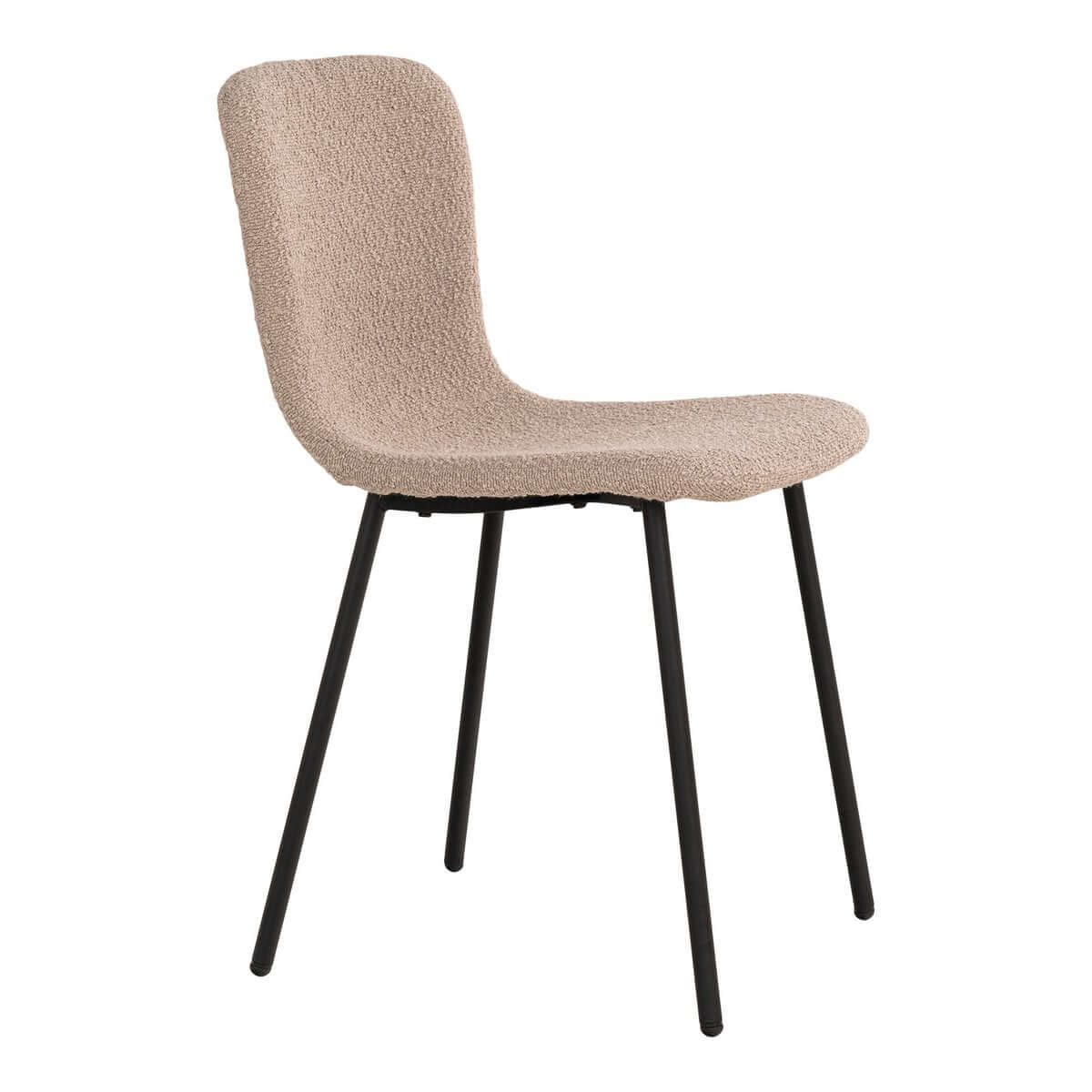Halden Dining Chair - Dining Chair in bouclé, beige with black legs - Set of 2 - House Nordic ApS
