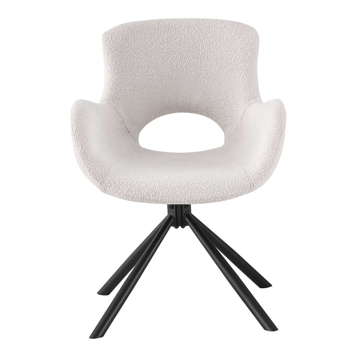 Amorim Dining Chair - Off-White, Bouclé, Swivel, Black Metal Legs - Set of 2 - House Nordic ApS