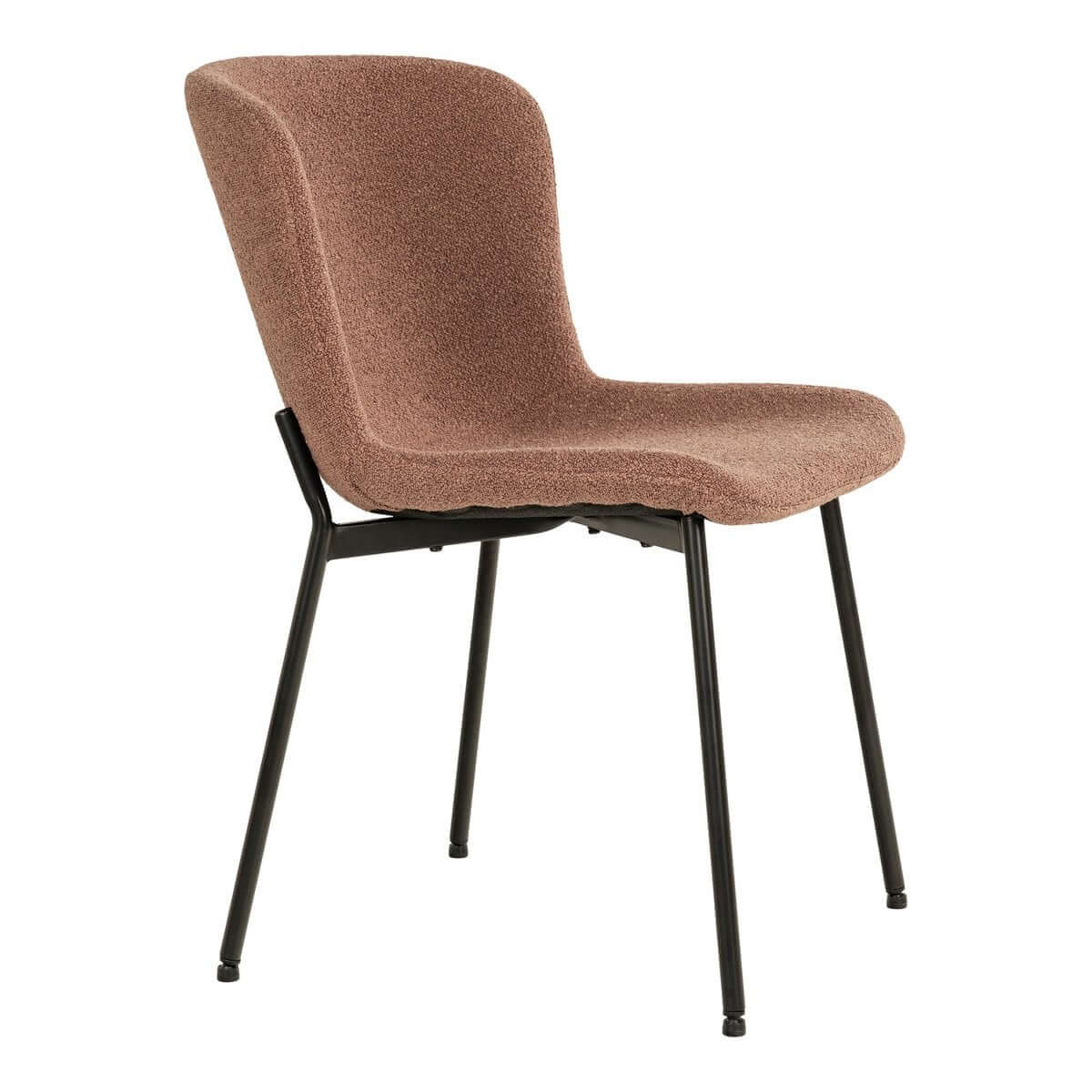 Maceda Dining Chair - Rust Bouclé, Black Legs - Set of 2 - House Nordic ApS