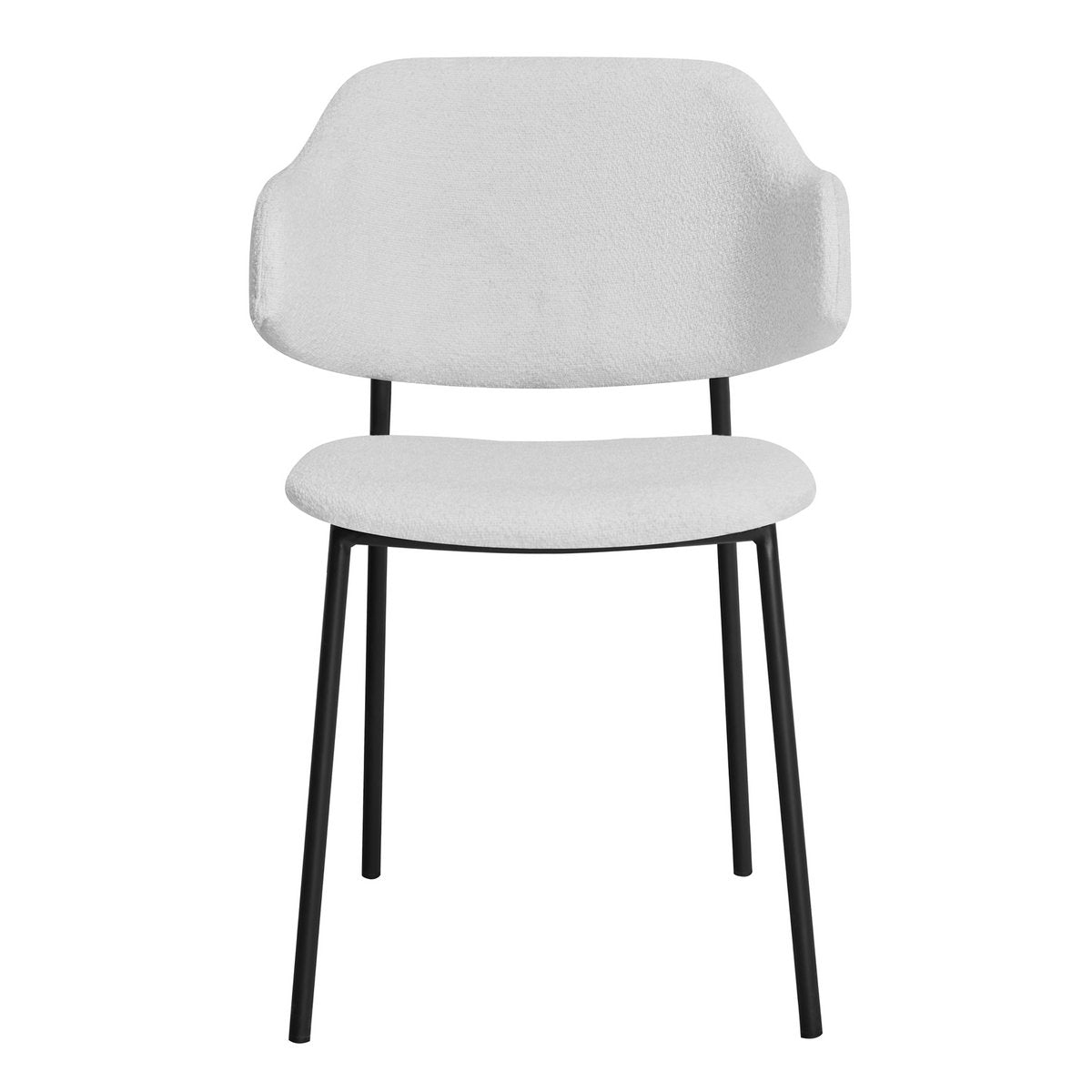 Eetkamerstoel Bouclé Wit – Ergonomisch gevormde Rug & Zwart Frame – Set van 2 - SalesFever - Casanovio