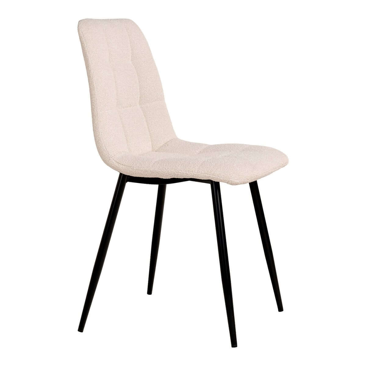 Middelfart Dining Chair - White, Bouclé, Black Metal Legs - Set of 2 - House Nordic ApS