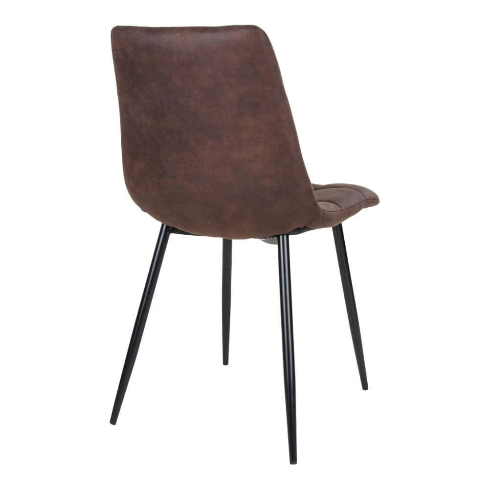 Middelfart Dining Chair - Brown, Microfiber, Black Metal Legs - Set of 2 - House Nordic ApS