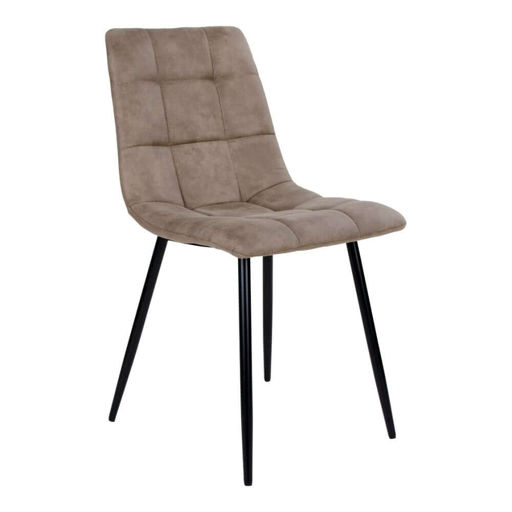 Middelfart Dining Chair - Brown, Microfiber, Black Metal Legs - Set of 2 - House Nordic ApS
