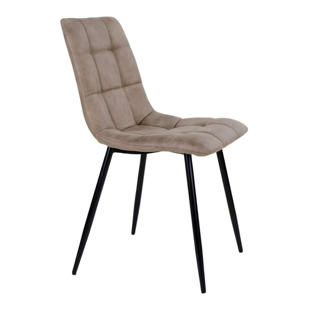 Middelfart Dining Chair - Brown, Microfiber, Black Metal Legs - Set of 2 - House Nordic ApS