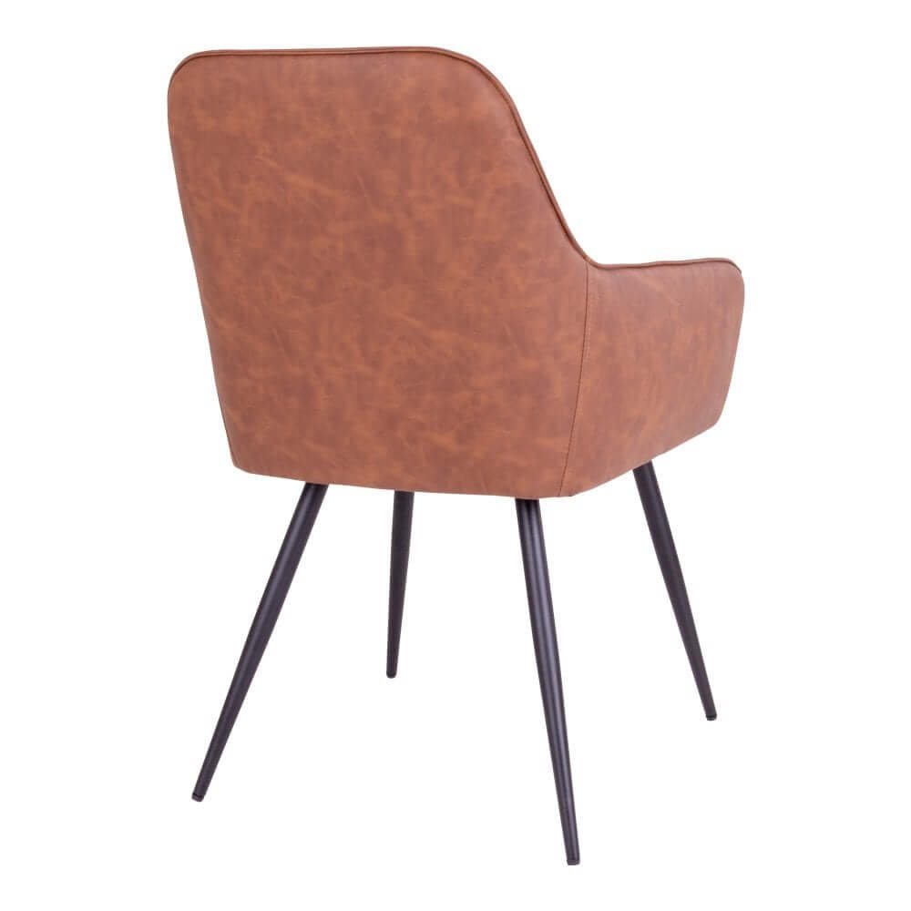 Harbo Dining Chair - PU, Steel, Brown - Set of 2 - House Nordic ApS