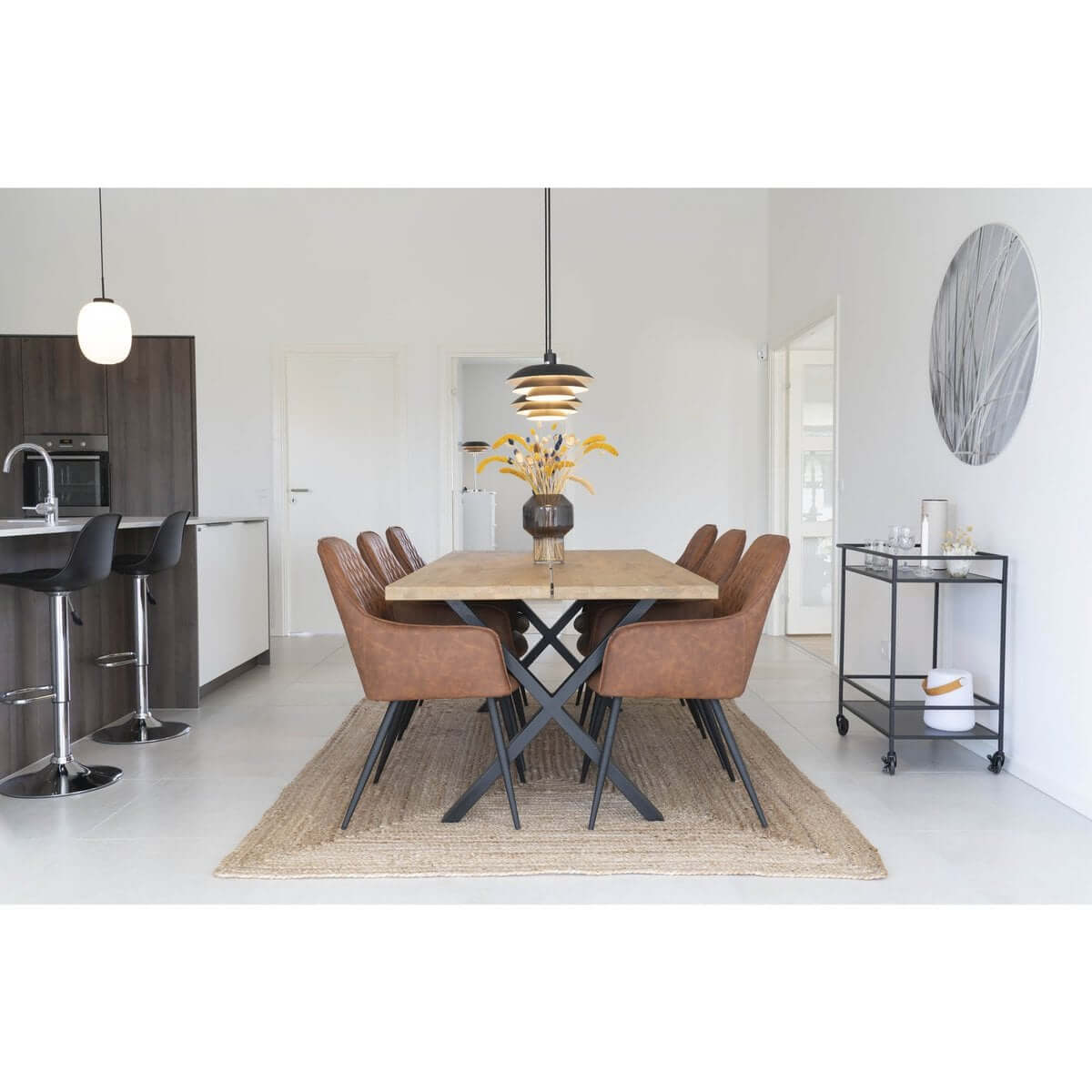 Harbo Dining Chair - PU, Steel, Brown - Set of 2 - House Nordic ApS