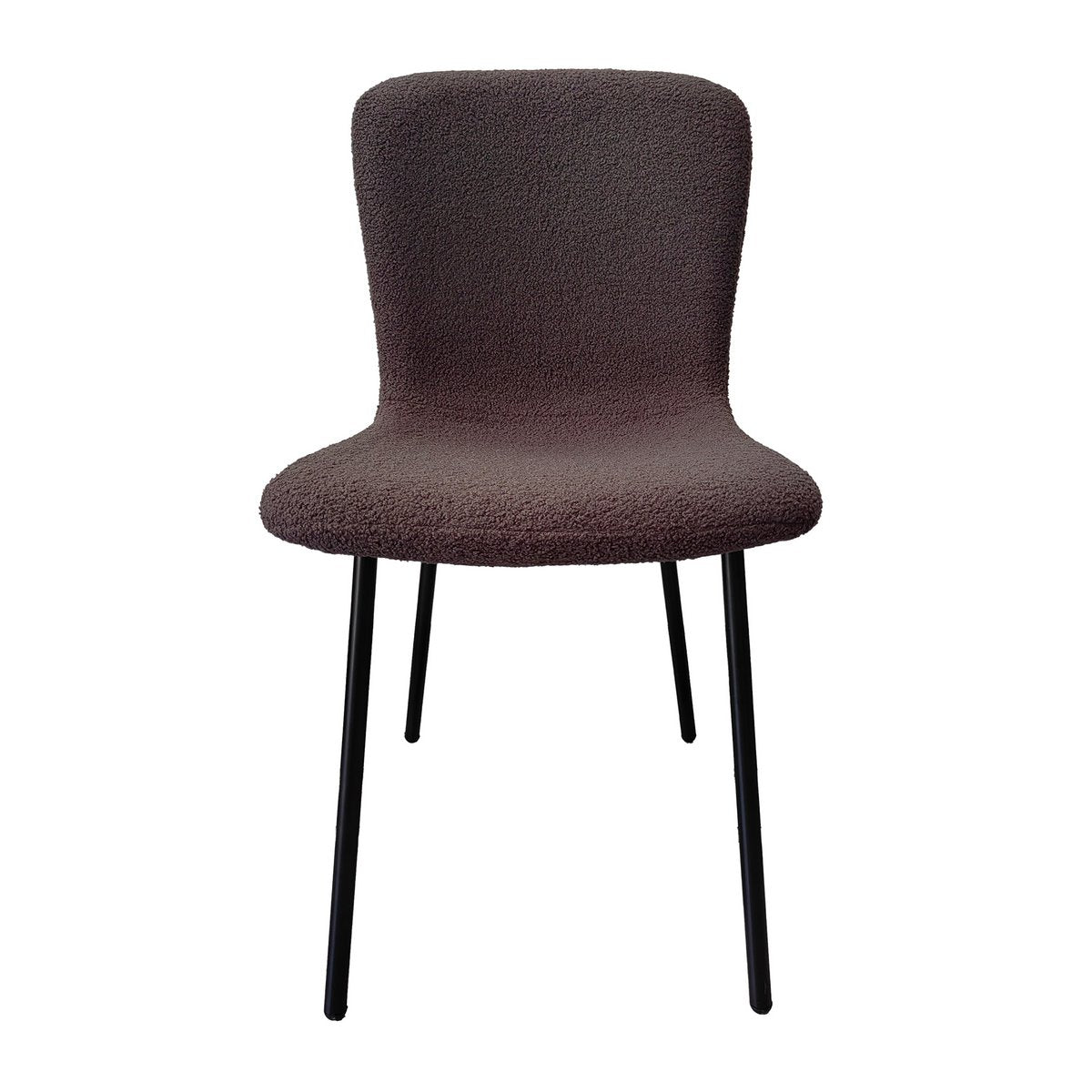Eetkamerstoel Donkerbruin – Bouclé-Look met Zwart Metalen Frame – Set van 4 - SalesFever - Casanovio