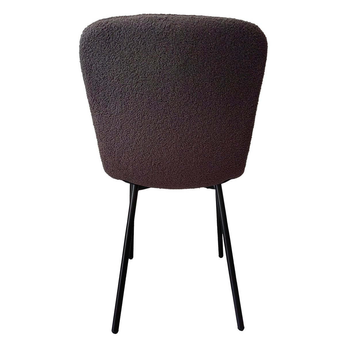 Eetkamerstoel Donkerbruin – Bouclé-Look met Zwart Metalen Frame – Set van 4 - SalesFever - Casanovio