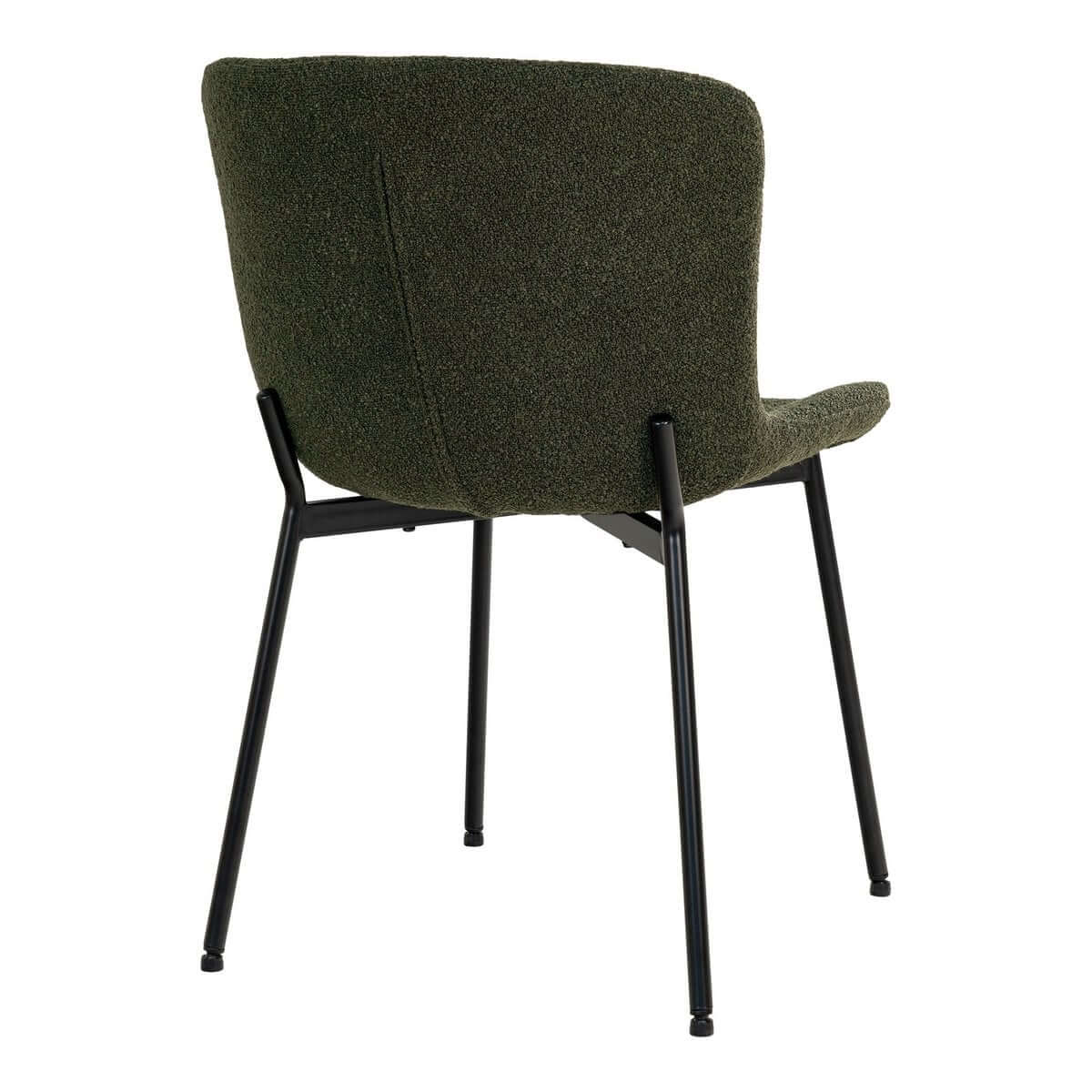 Maceda Dining Chair - Dark Green Bouclé, Black Legs - Set of 2 - House Nordic ApS