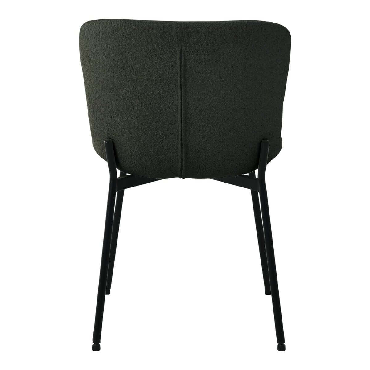 Maceda Dining Chair - Dark Green Bouclé, Black Legs - Set of 2 - House Nordic ApS
