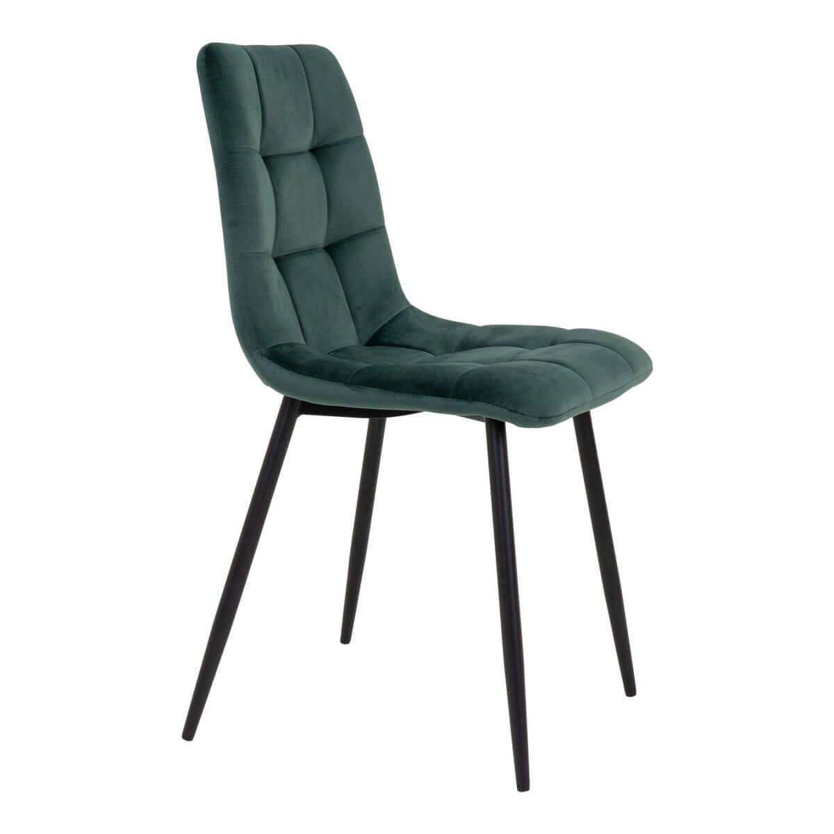 Middelfart Dining Chair - Polyester Velvet, Steel, Dark Green - Set of 2 - House Nordic ApS