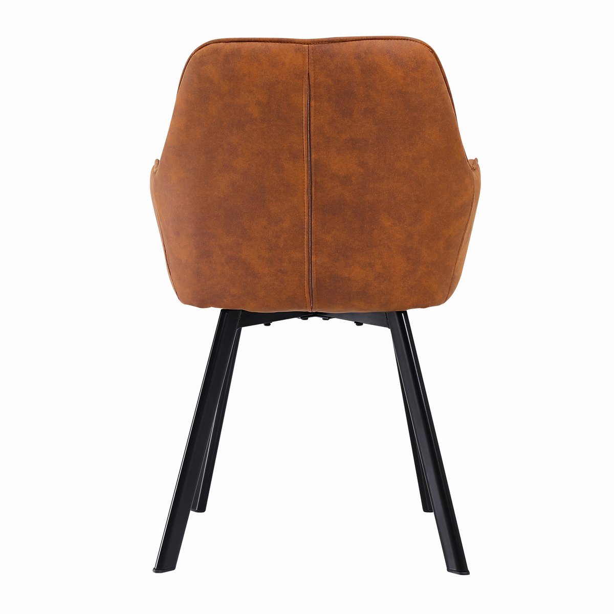 Eetkamerstoel Fluweellook Bruin met Zwart Metalen Frame – Diamantstiksel & Armleuningen – Set van 2 - SalesFever - Casanovio