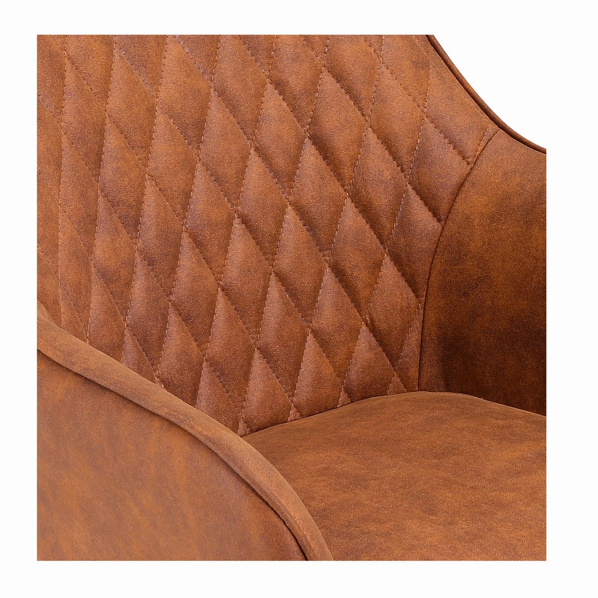 Eetkamerstoel Fluweellook Bruin met Zwart Metalen Frame – Diamantstiksel & Armleuningen – Set van 2 - SalesFever - Casanovio