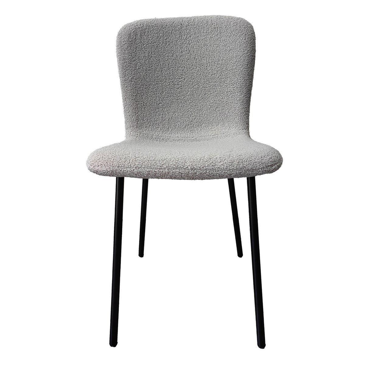 Eetkamerstoel Grijs – Bouclé-Look met Zwart Metalen Frame – Set van 4 - SalesFever - Casanovio