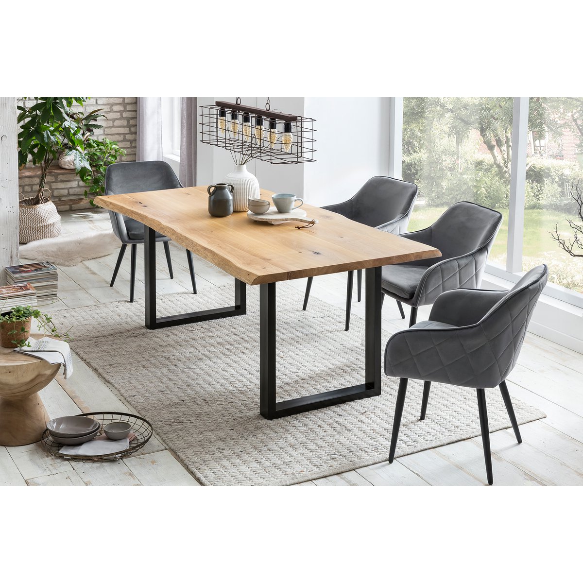 Eetkamerstoel Grijs – Fluweellook met Zwart Metalen Frame - SalesFever - Casanovio