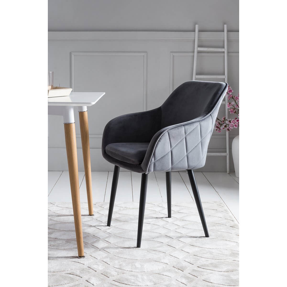 Dining room chair gray velvet - SalesFever