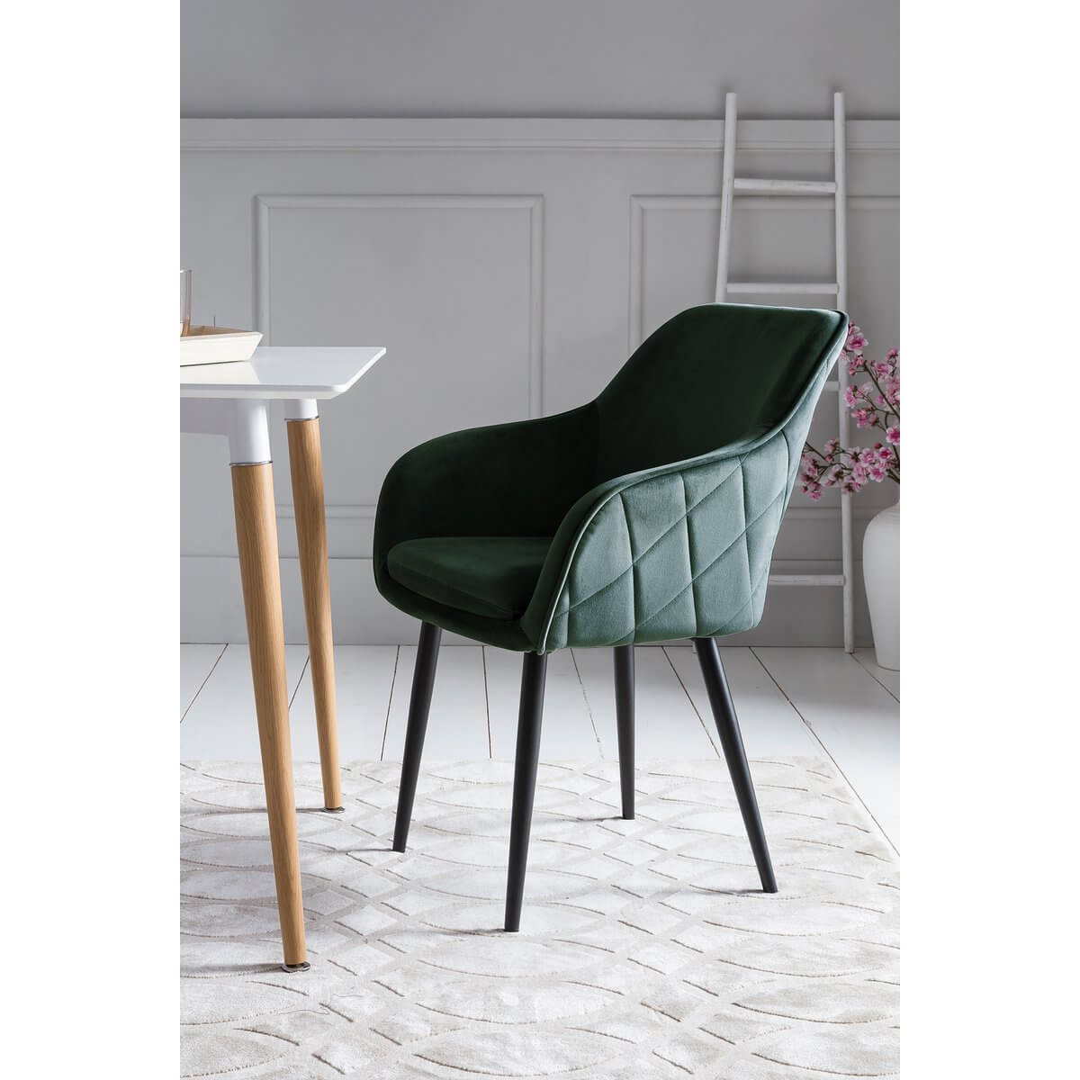 Dining chair pine green velvet - SalesFever