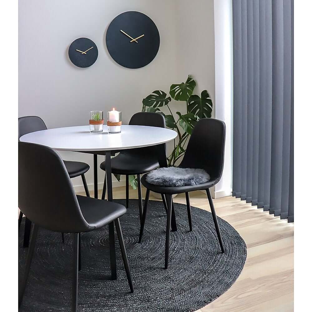 Stockholm Dining Chair - Black, PU Leather, Black Metal Legs - Set of 2 - House Nordic ApS