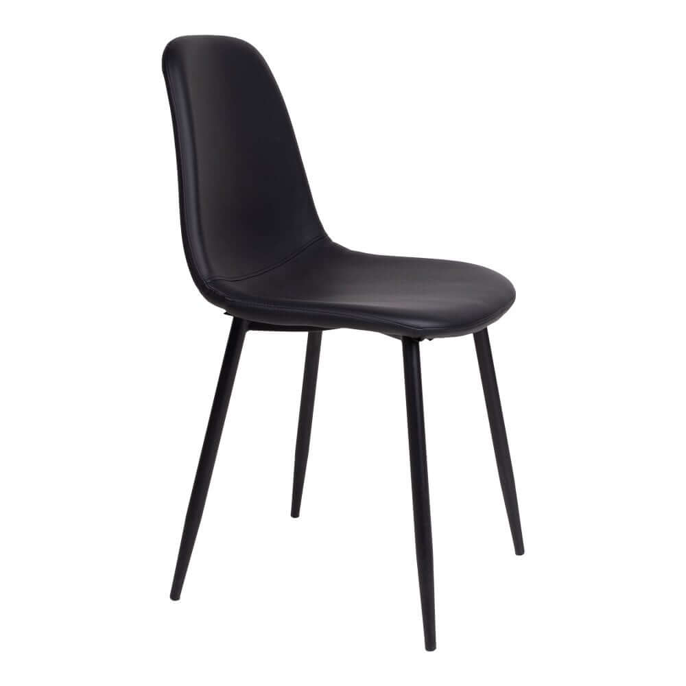 Stockholm Dining Chair - Black, PU Leather, Black Metal Legs - Set of 2 - House Nordic ApS