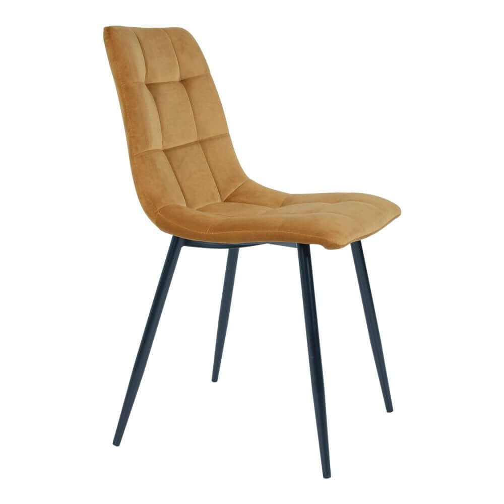 Middelfart Dining Chair - Polyester Velvet, Steel, Mustard Yellow - Set of 2 - House Nordic ApS