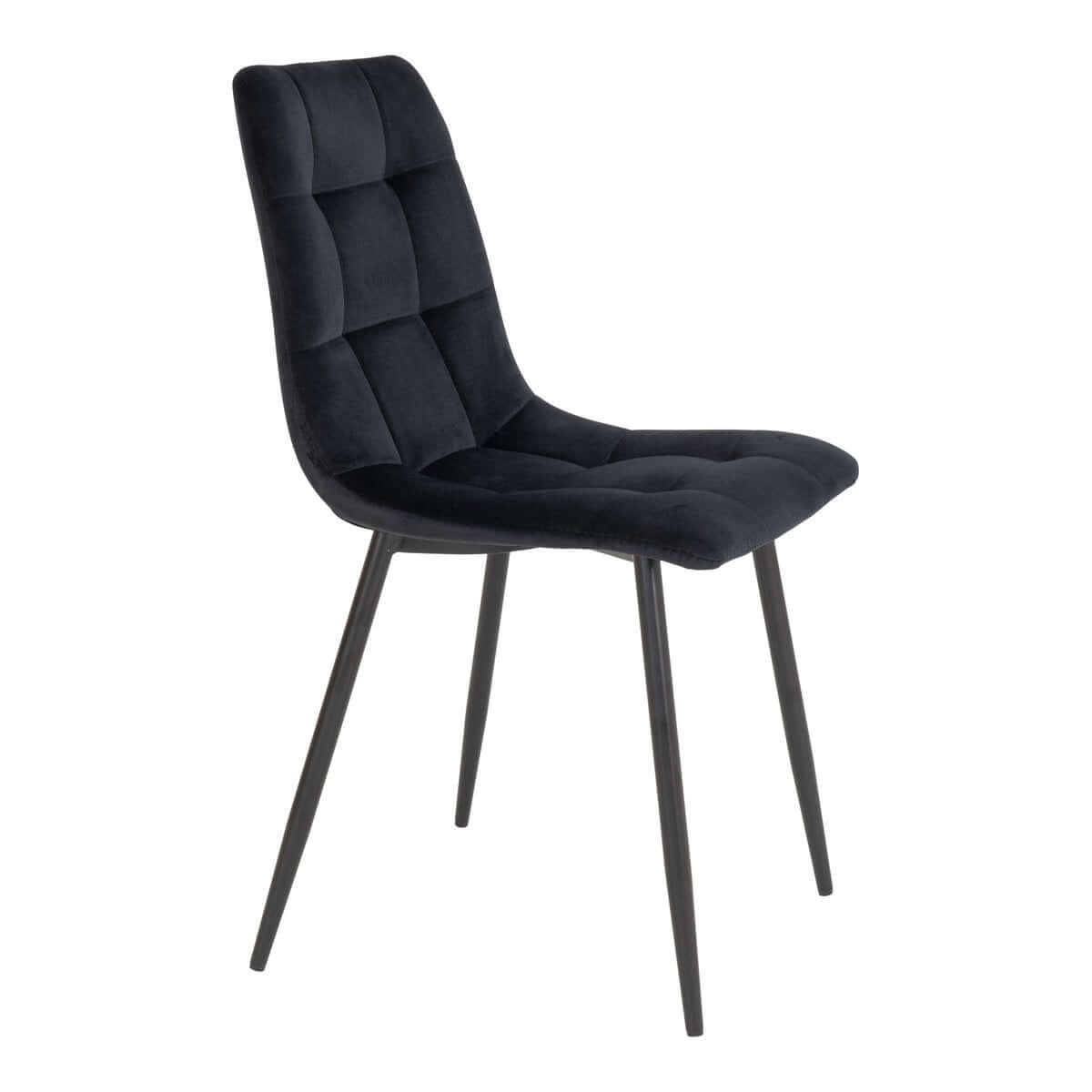 Middelfart Dining Chair - Polyester Velvet, Steel, Black - Set of 2 - House Nordic ApS