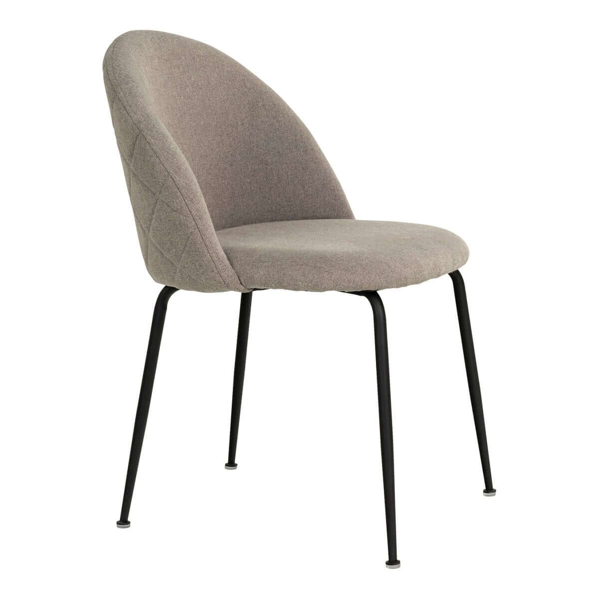 Geneve Dining Chair - Stone, Fabric, Black Metal Legs - Set of 2 - House Nordic ApS