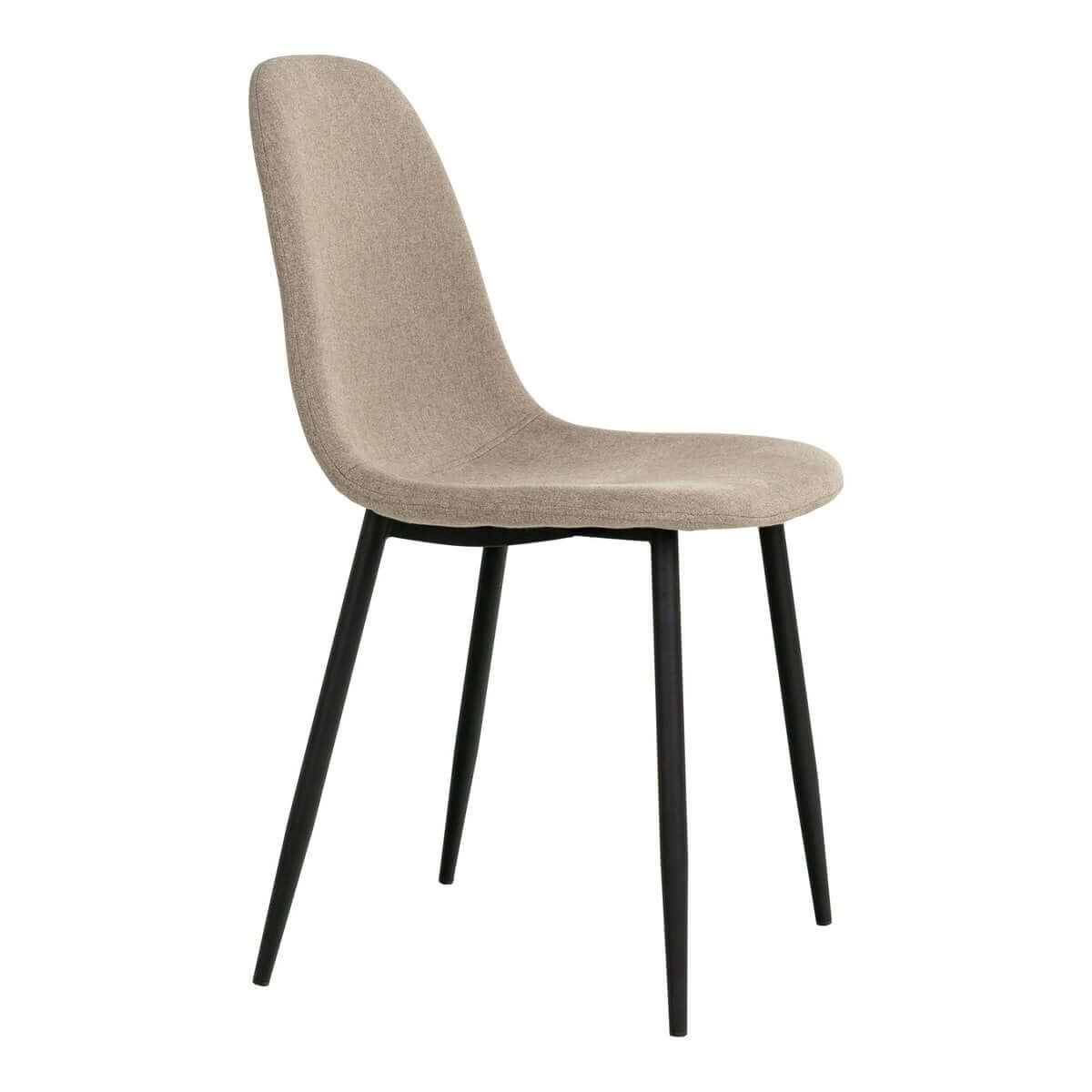 Stockholm Dining Chair - Stone, Polyester, Black Metal Legs - Set of 2 - House Nordic ApS