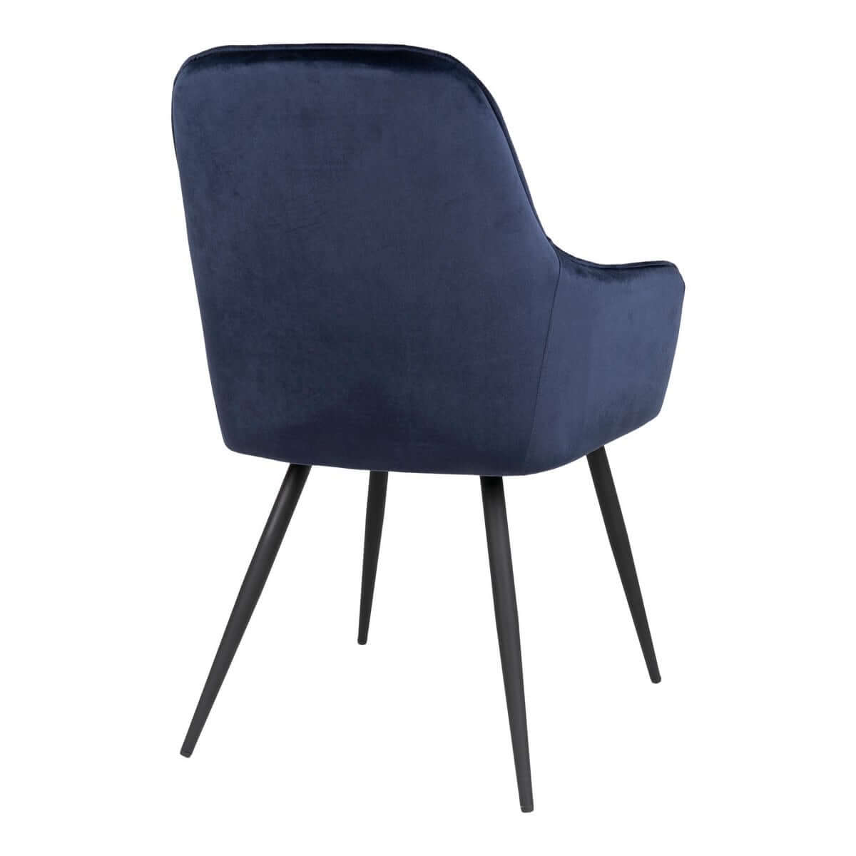 Harbo Dining Chair - Blue, Velvet, Black Metal Legs - Set of 2 - House Nordic ApS