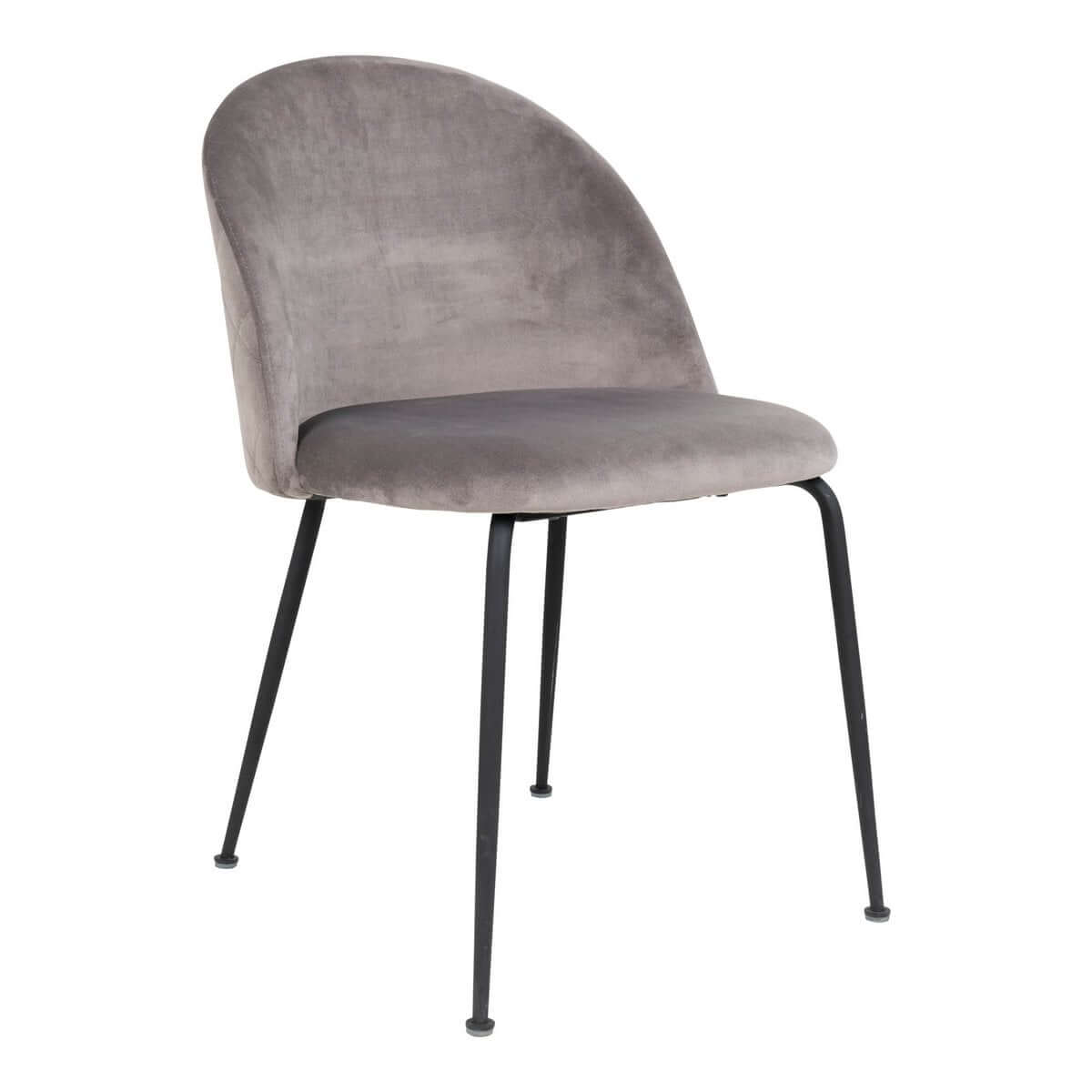 Geneve Dining Chair - Velvet, Steel, Grey - Set of 2 - House Nordic ApS