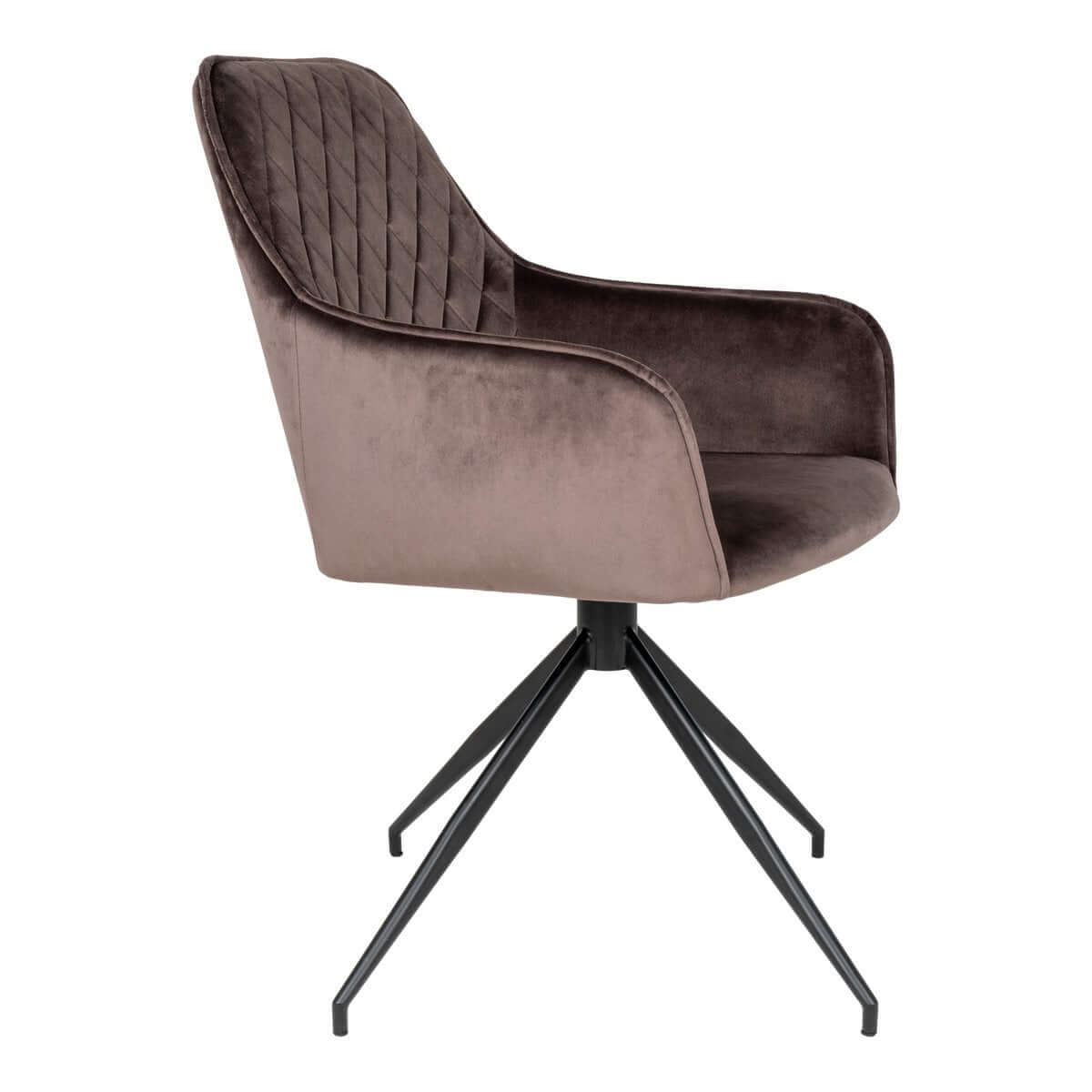 Harbo Dining Chair with Swivel - Light Brown, Velvet, Black Metal Legs - House Nordic ApS
