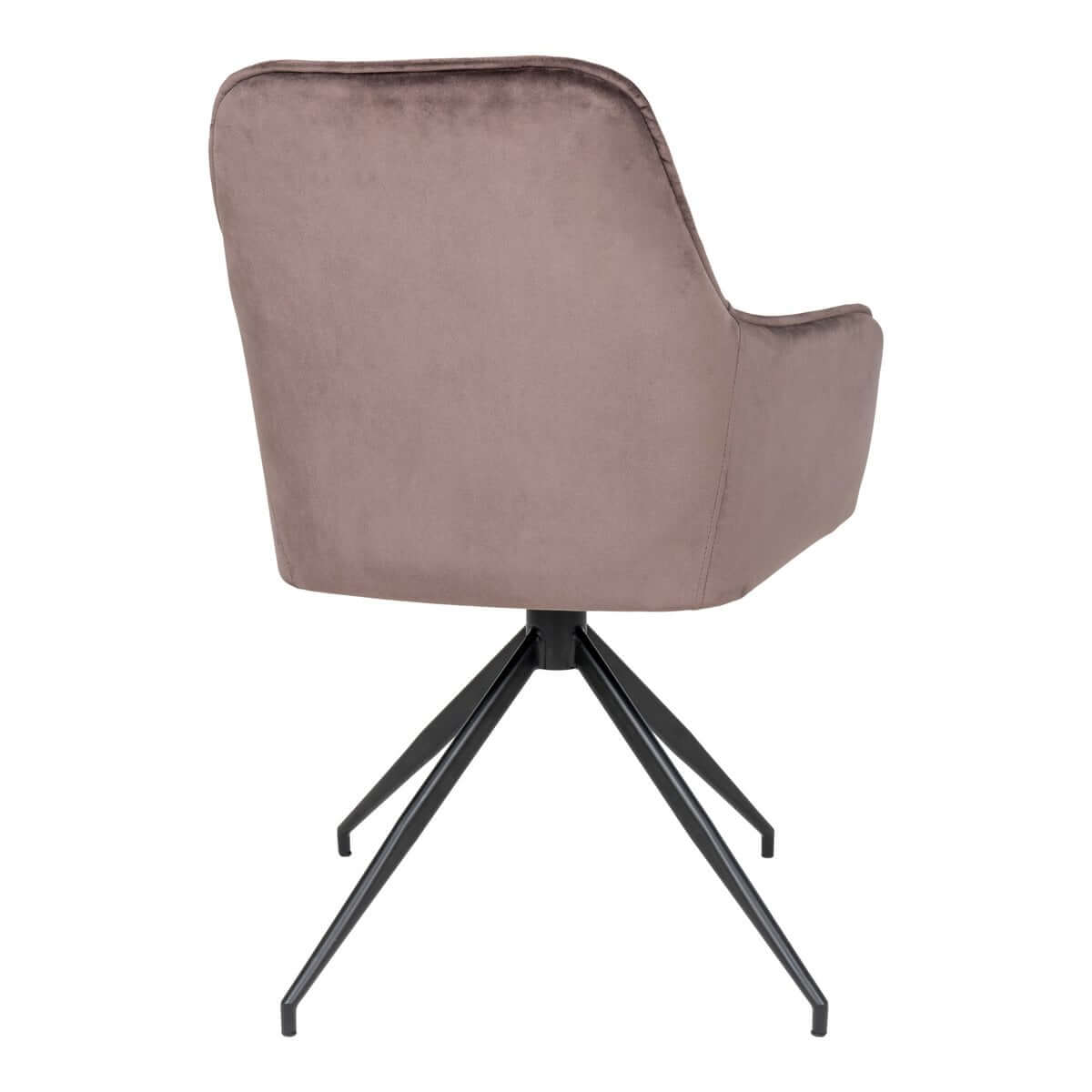 Harbo Dining Chair with Swivel - Light Brown, Velvet, Black Metal Legs - House Nordic ApS