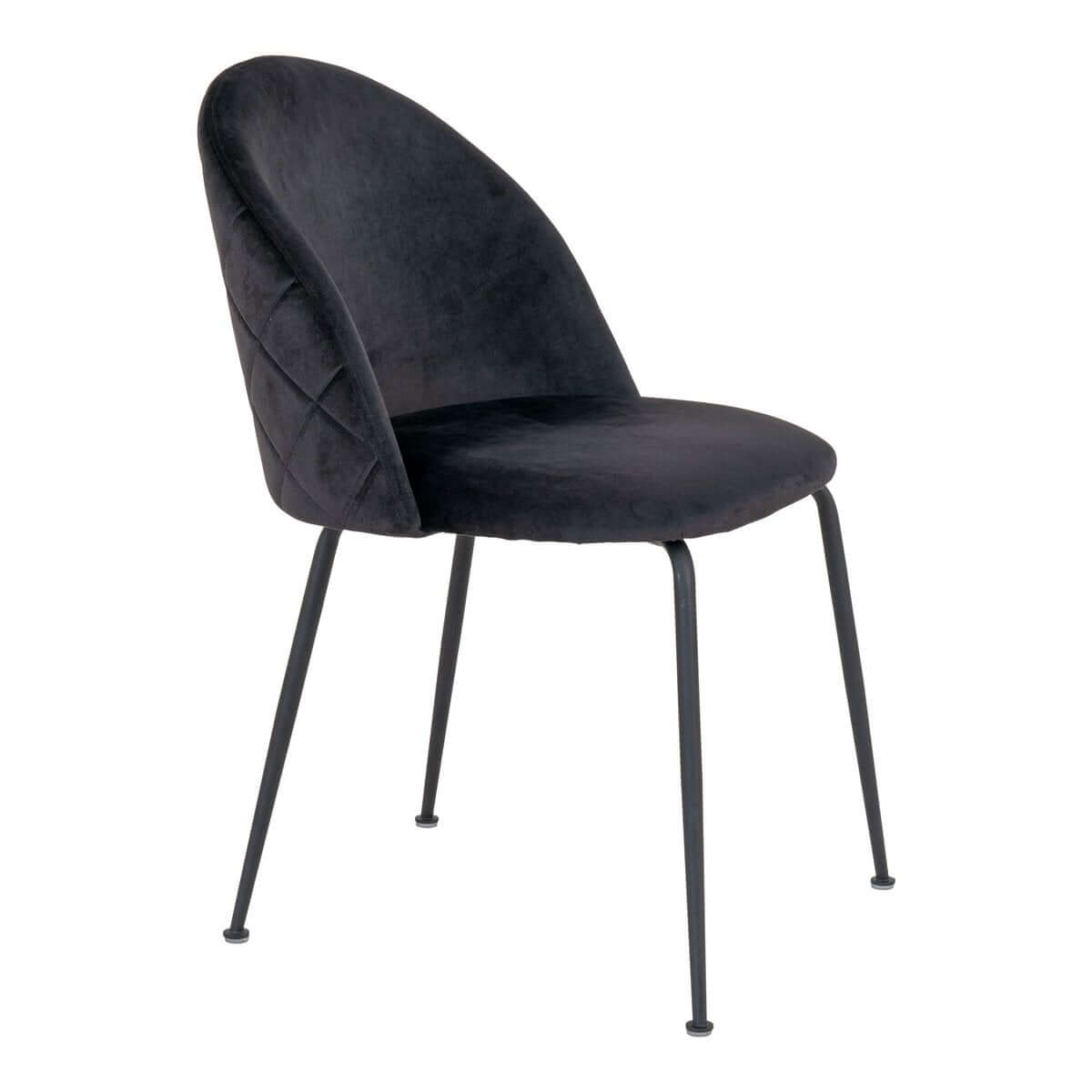 Geneve Dining Chair - Velvet, Steel, Black - Set of 2 - House Nordic ApS