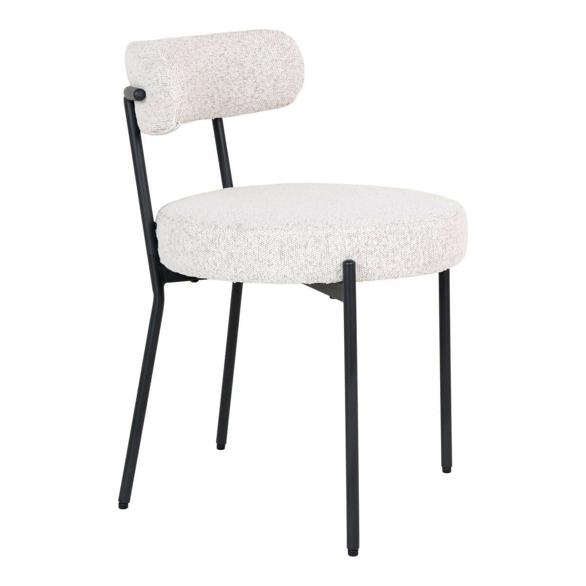 Badalona Dining Chair - White Bouclé, Black Legs - Set of 2 - House Nordic ApS